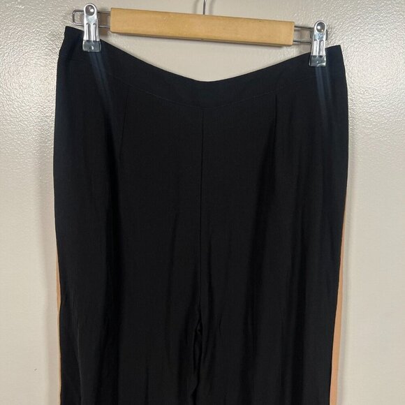 Eileen Fisher Silk Georgette Crepe Pants Size 8 Petite Black Side Stripe Career - Picture 9 of 10